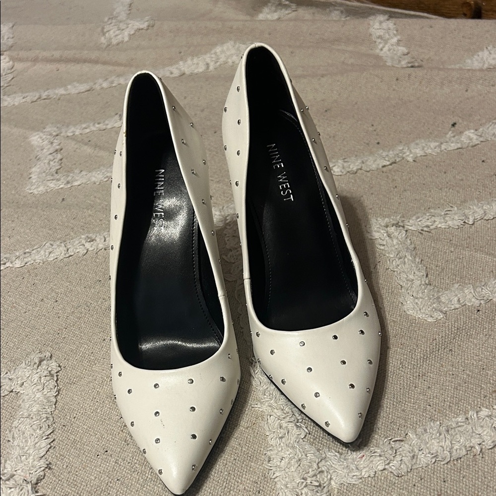 Nine West White Studded Heels
